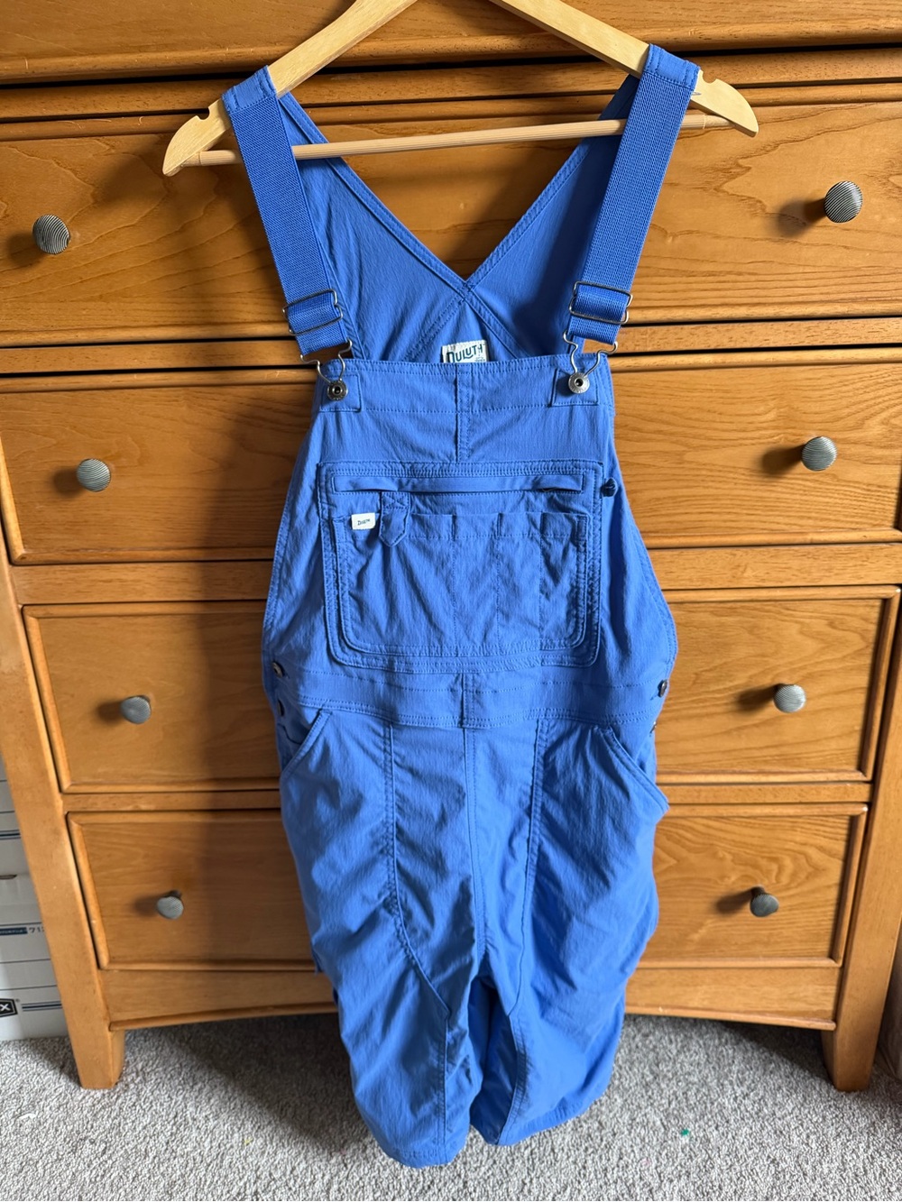 Duluth Heirloom Gardening Shorts Overalls Womens Size M Royal Blue Bib Shortalls